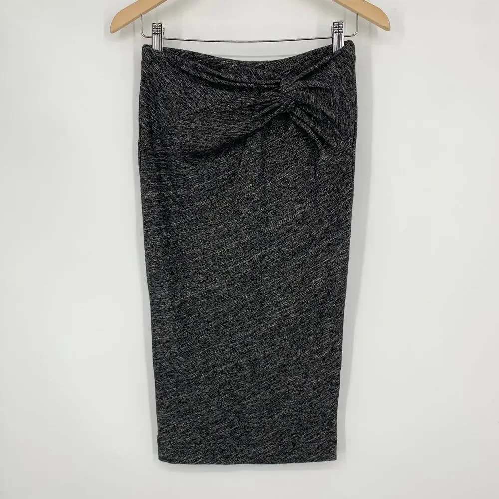 IRO Lousa Skirt Knotted Wrap Wool Blend Pencil Skirt, Heather Gray